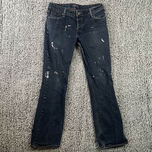 Levi Strauss Signature Series Jeans Paint Splatter Boot Cut Dark Wash Juniors 9 - Picture 2 of 10